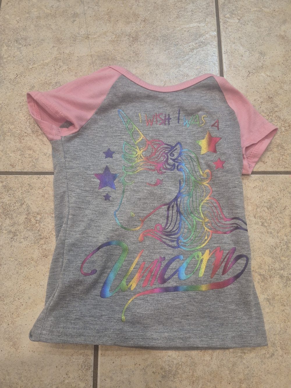 Girls' Gray & Pink Unicorn Graphic Sleep Tee